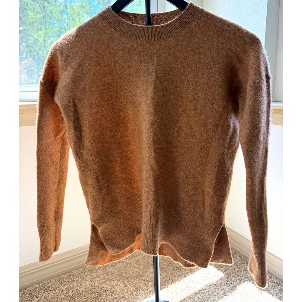 Magaschoni Brown Solid Knit Crew Neck 100% Cashmere Pullover Sweater M